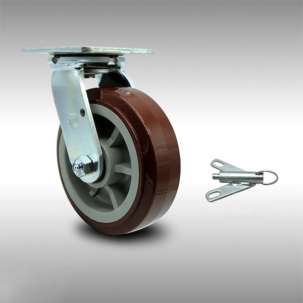 6 Inch SS Polyurethane Swivel Caster with Ball Bearing and Swivel Lock SCC